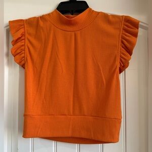 Storia Vibrant Orange Ruffle Sleeve Blouse